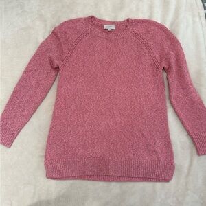 LOFT Women's Heathered Pink Crew Neck Sweater